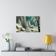 Frost-Kissed A Vintage Snowscape Impression Winter Painting Canvas