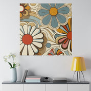 Psychedelic Petals Floral Wall Art 70s Artwork Canvas