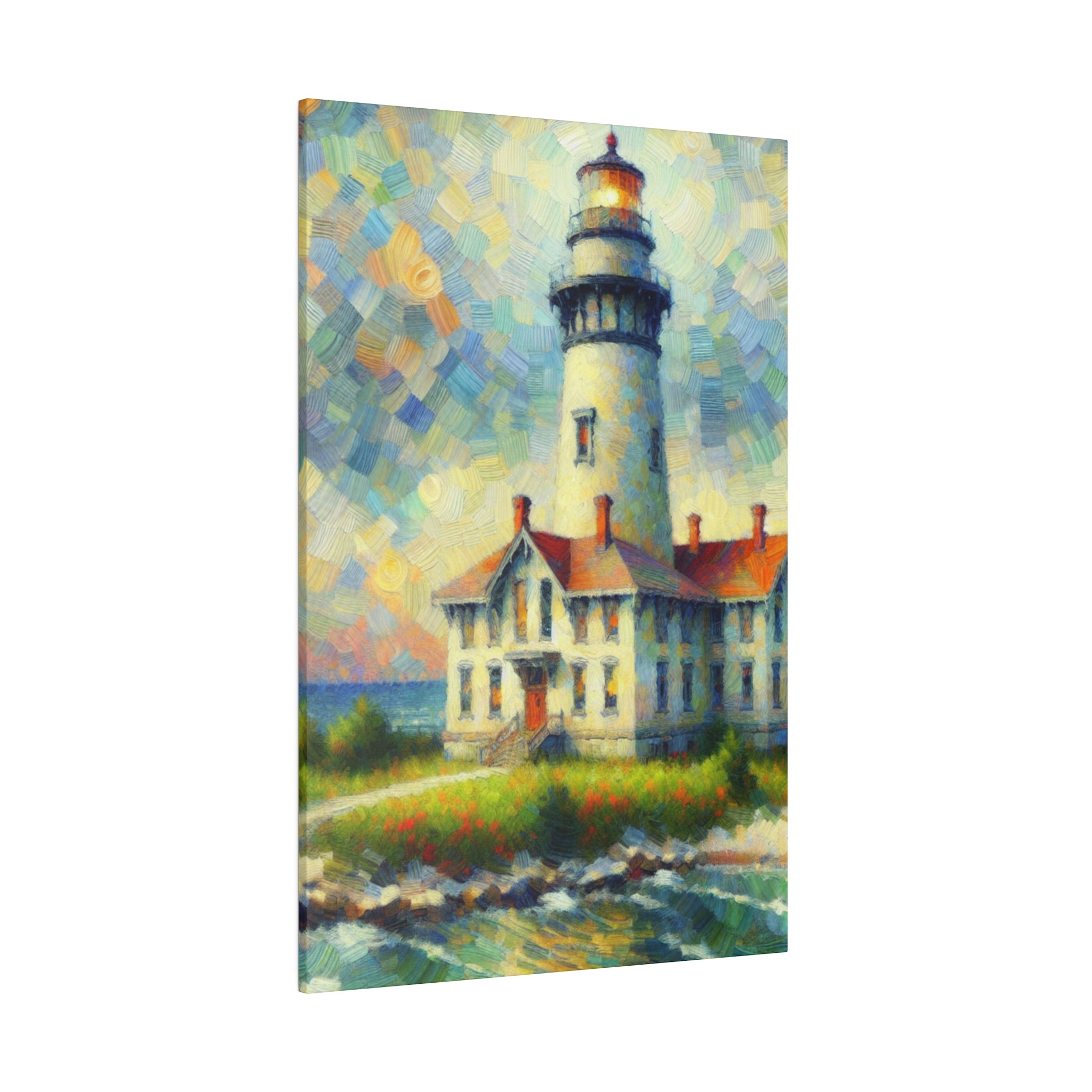 Beacon Of Light Coastal Wall Art Lighthouse Painting Canvas