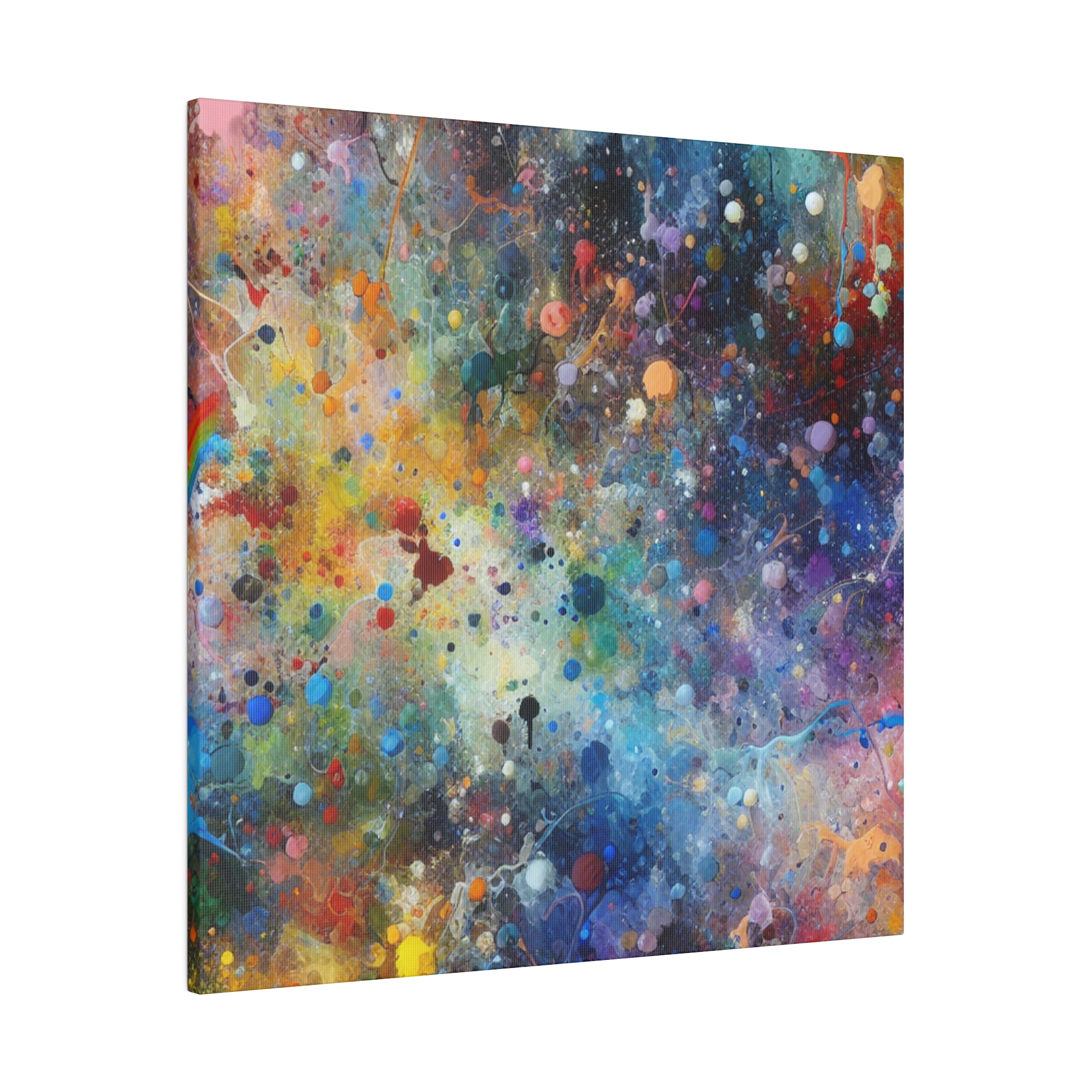 Abstract Yellow Blue Purple Splatter Paint Abstract Modern Art Canvas