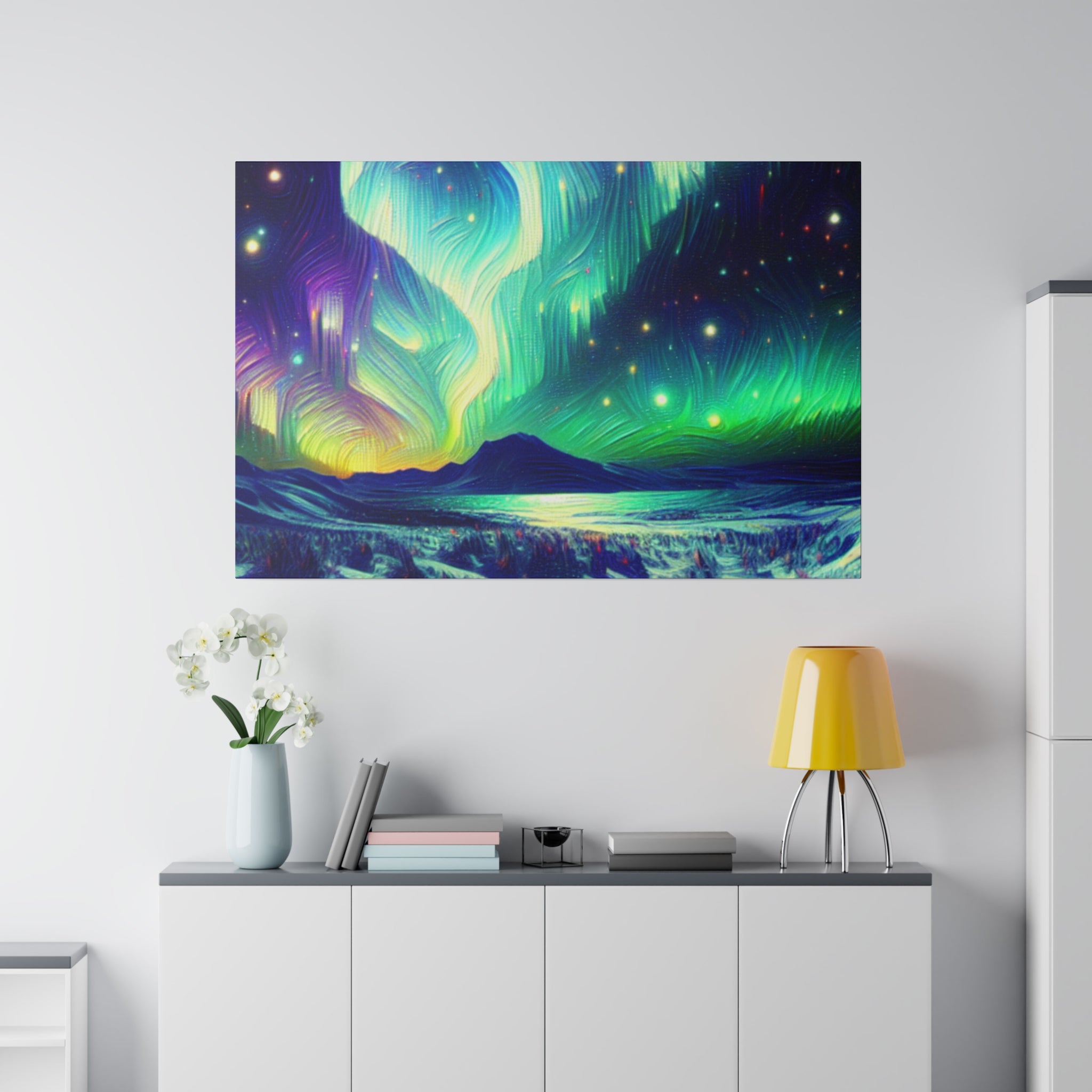 Aurora Winter Dream Northern Lights Painting Canvas