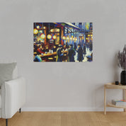 Vintage European Street Cafe Artwork Painting Canvas