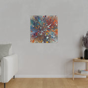 Vibrant Abstract Splatter Blue Red Yellow Black Hues Abstract Painting Canvas