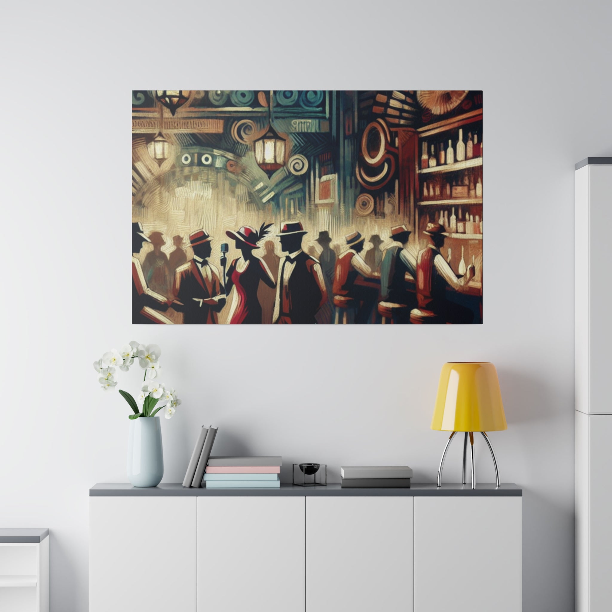 Velvet Jazz Secrets Retro Speakeasy Bar Art Canvas