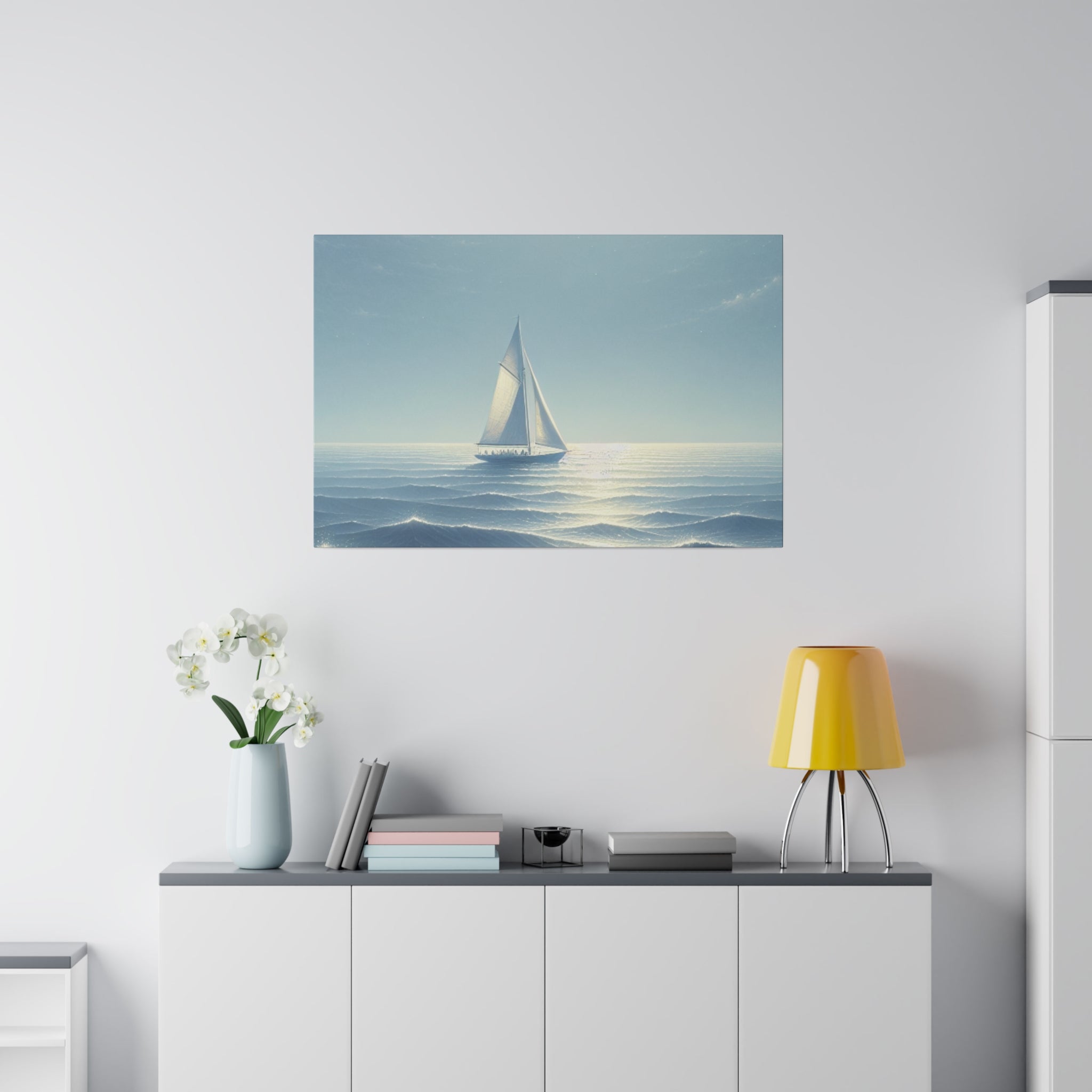 Serene Voyage Sailboat Painting Canvas