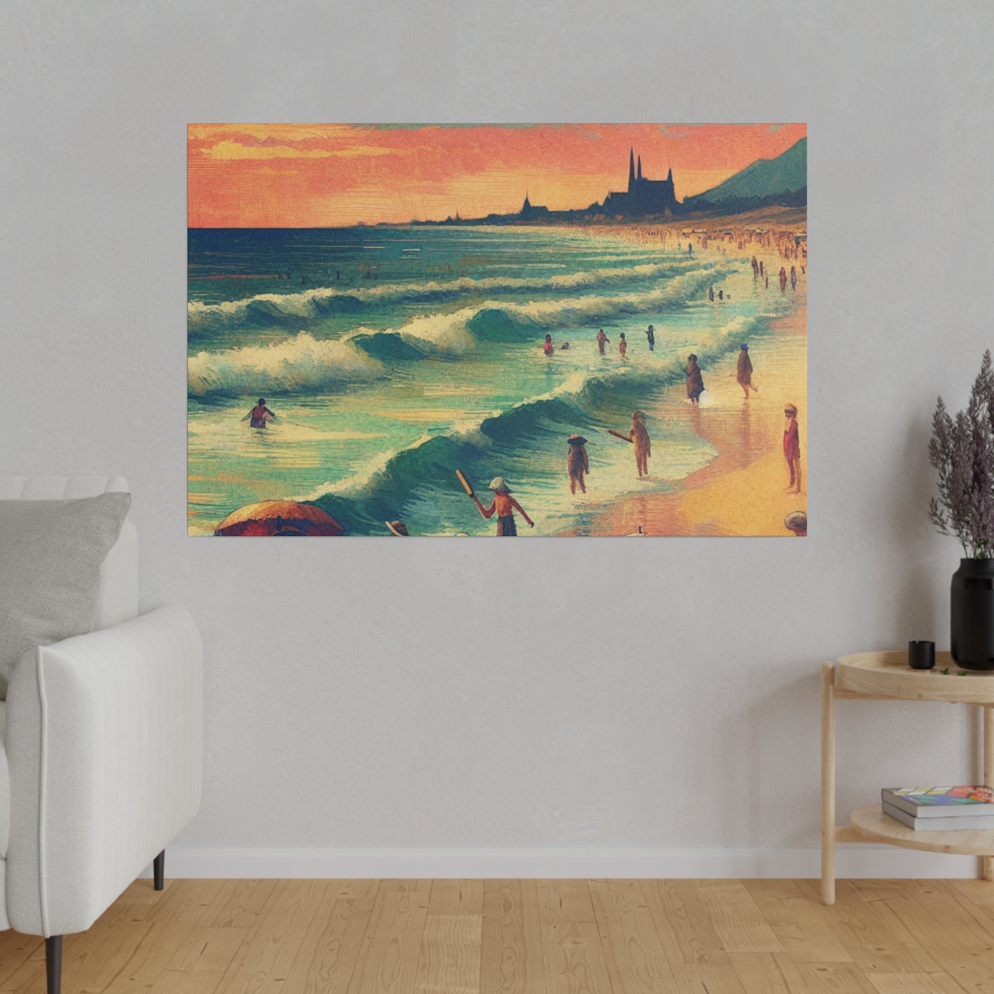 Seaside Nostalgia Beach Painting Canvas