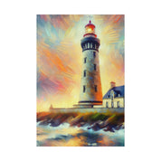 Luminous Beacon Coastal Wall Art Lighthouse Painting Canvas