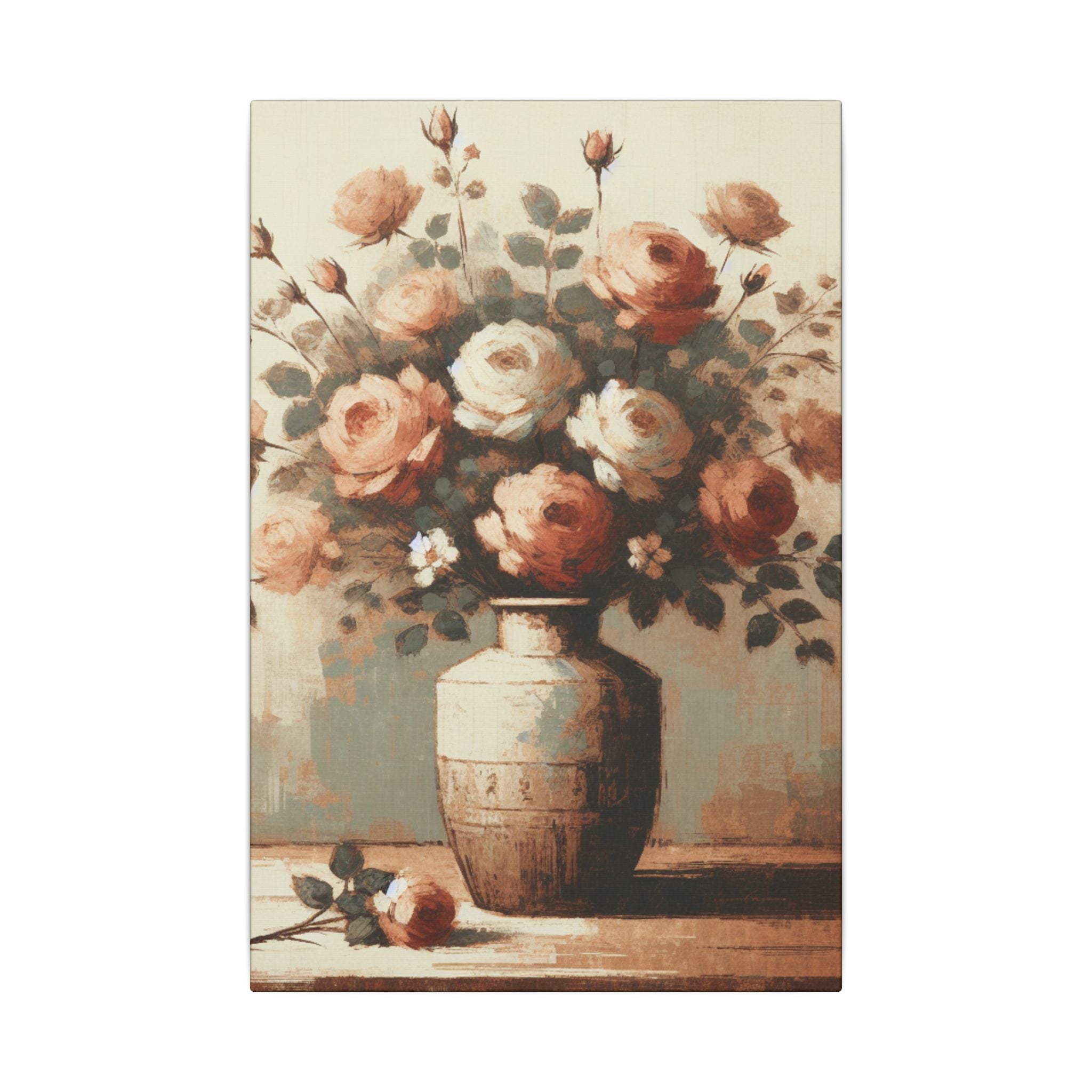 Vintage Roses Vase Canvas