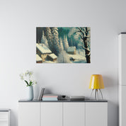 Frost-Kissed A Vintage Snowscape Impression Winter Painting Canvas