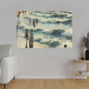 Seaside Reverie in Warm Pastels Vintage Beach Painting Canvas