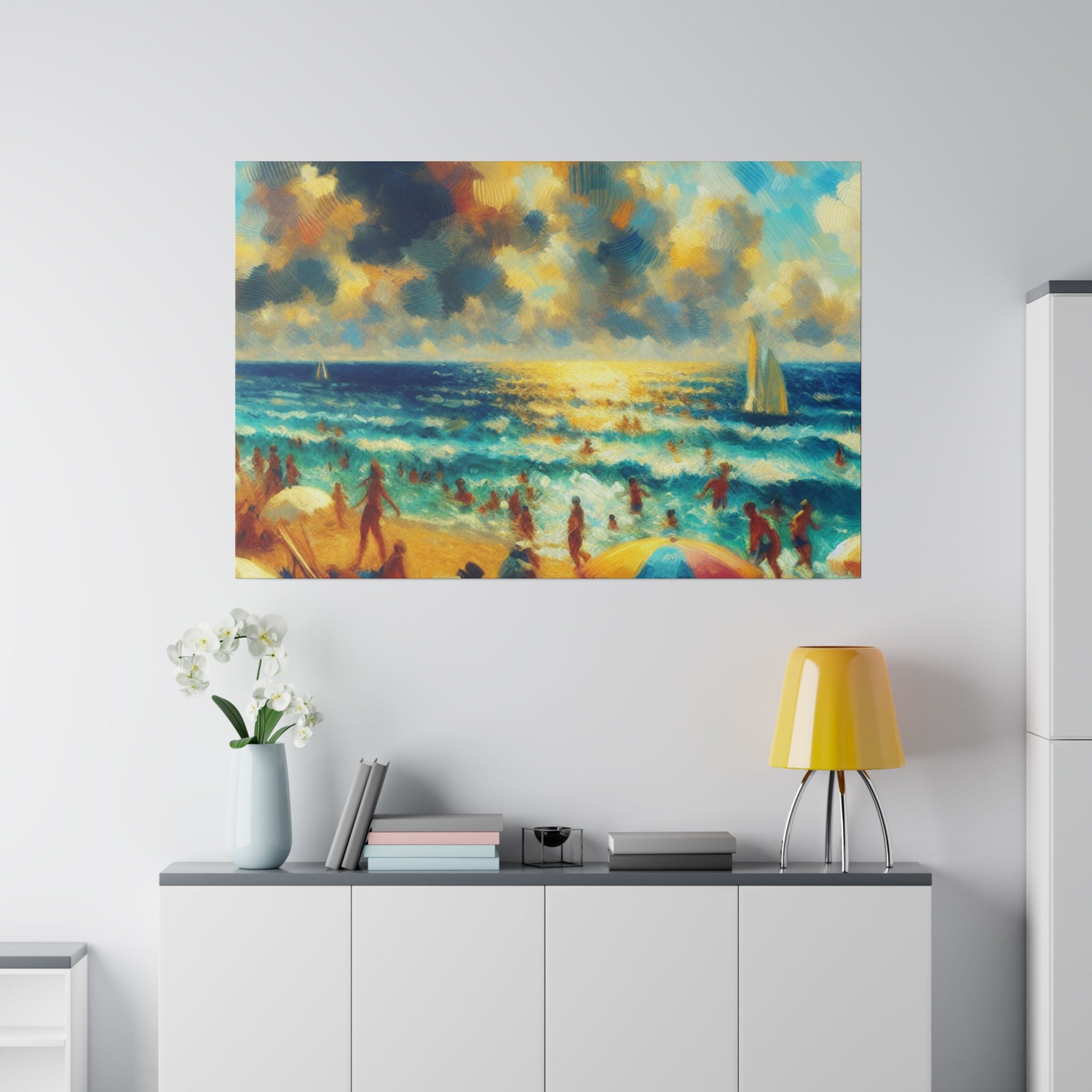 Expressionist Dreams of Coastal Twilight Beach Painting Canvas