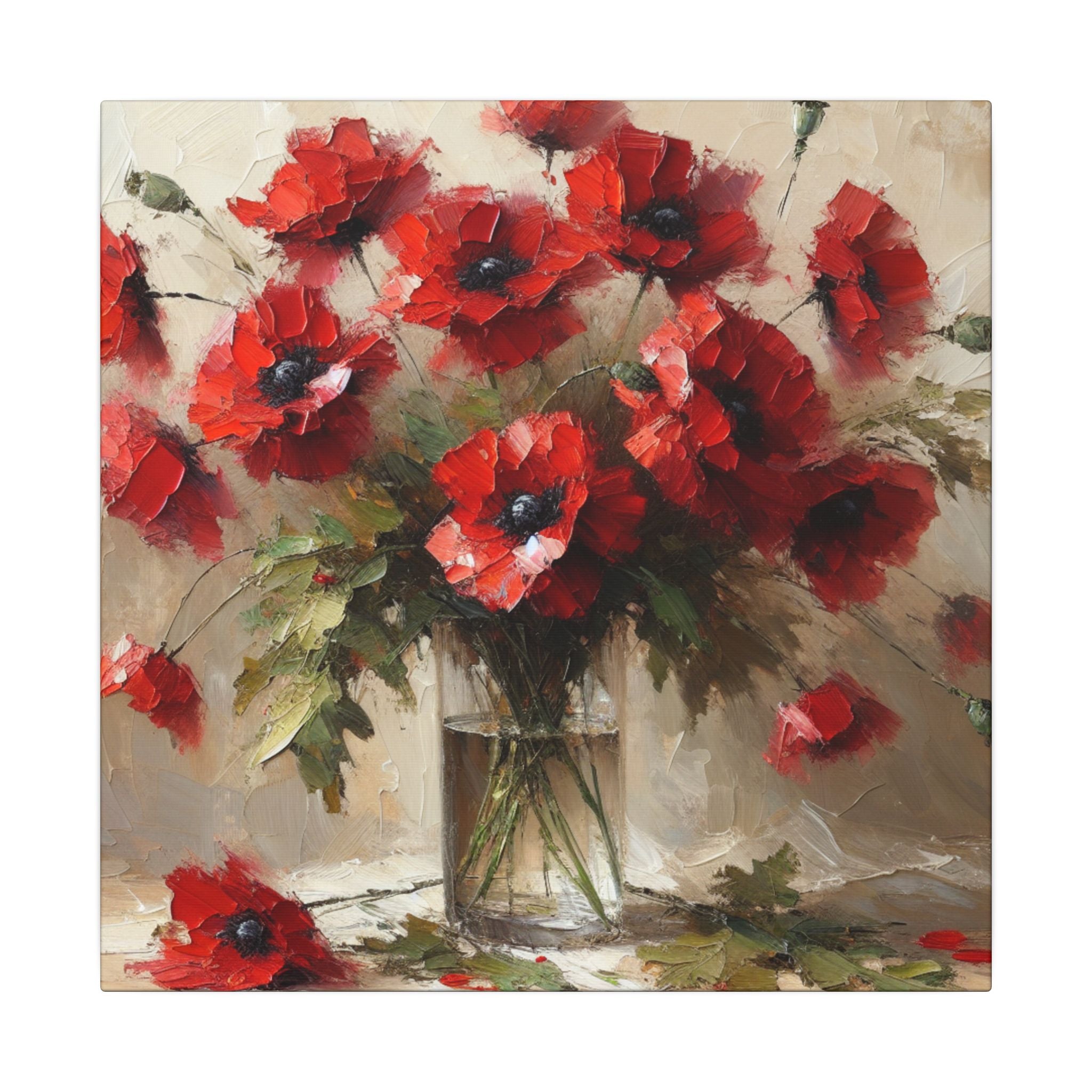 Rustic Red Poppies Canvas