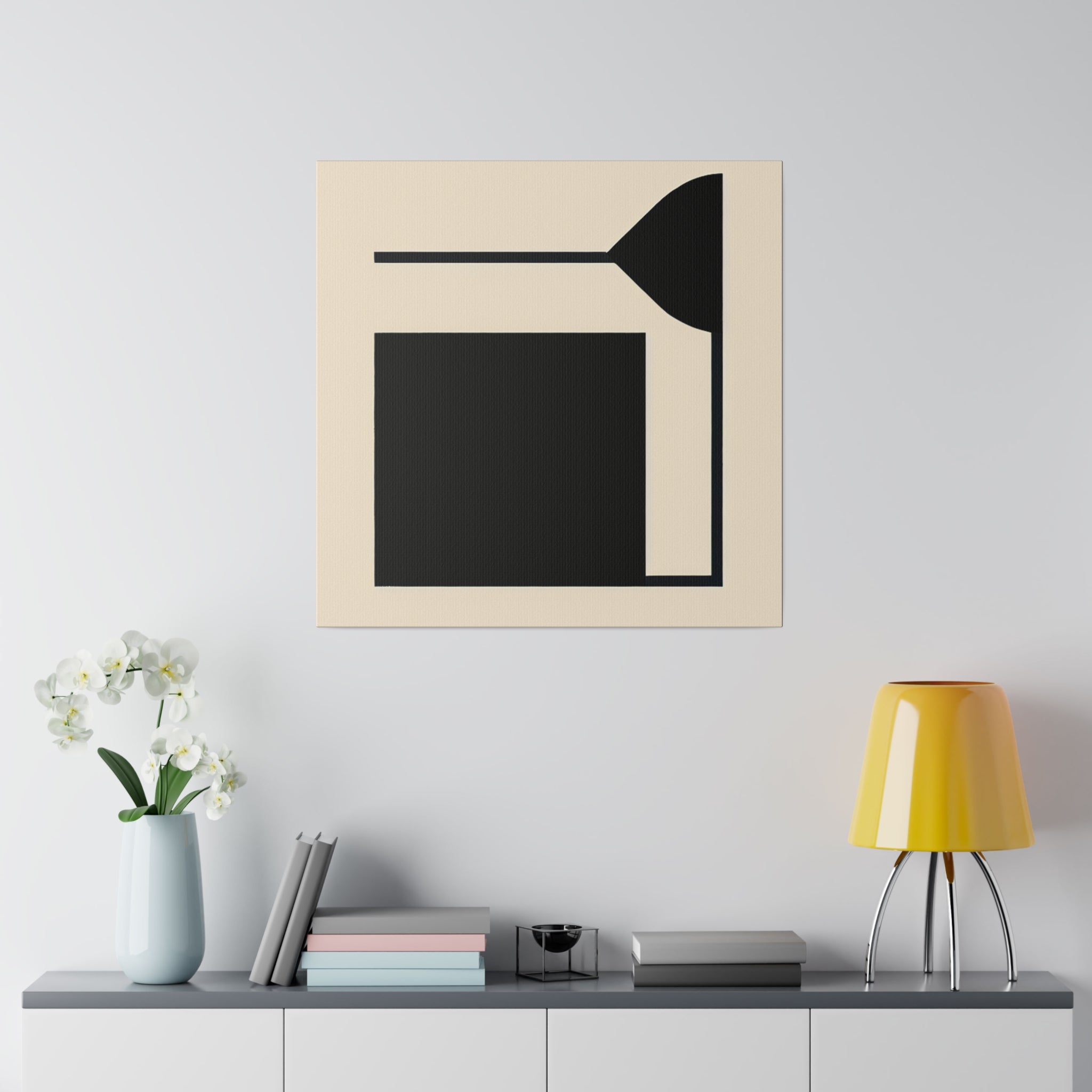 Black and Beige Minimalist Geometric Art Canvas