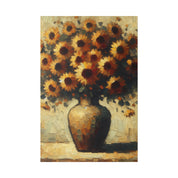 Timeless Blossoms Flowers In Vase Sunflower Painting Canvas