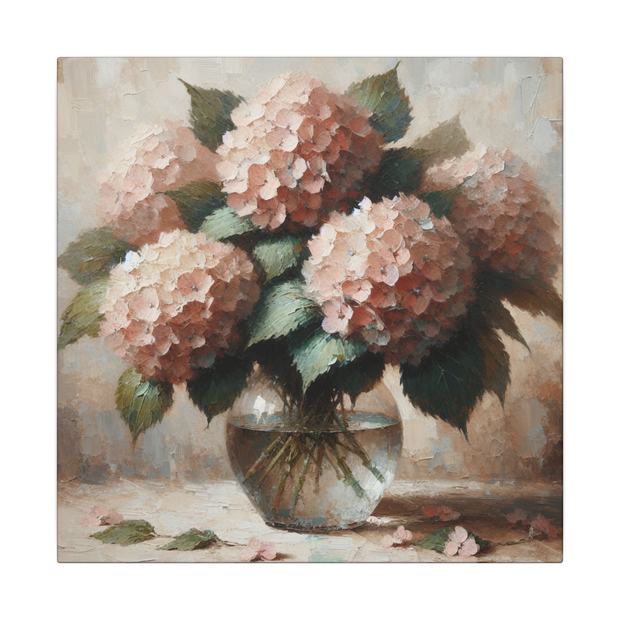 Rustic Pink Hydrangeas Canvas