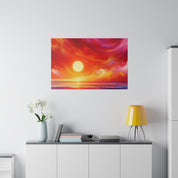 Aurora's Scarlet Veil Sunset Painting Canvas