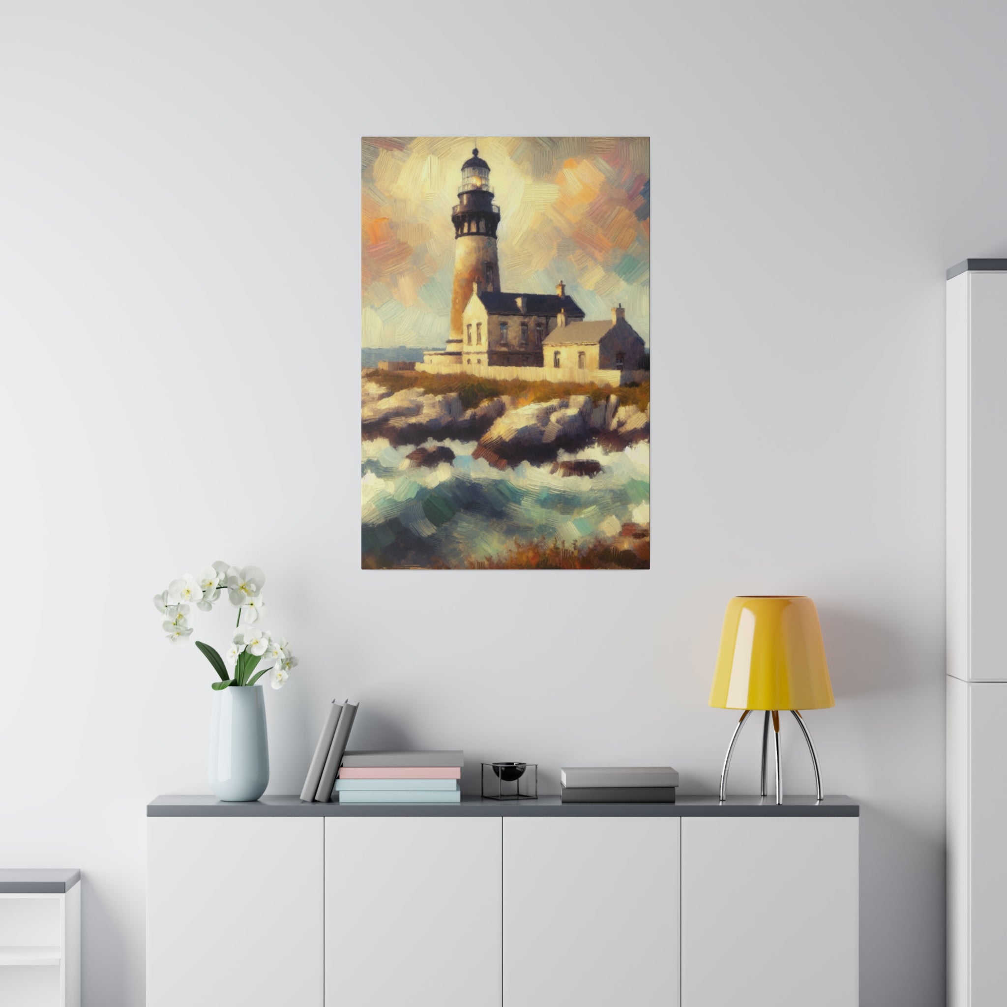 Beacon Illumination Coastal Wall Art Lighthouse Painting Canvas