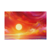 Aurora's Scarlet Veil Sunset Painting Canvas