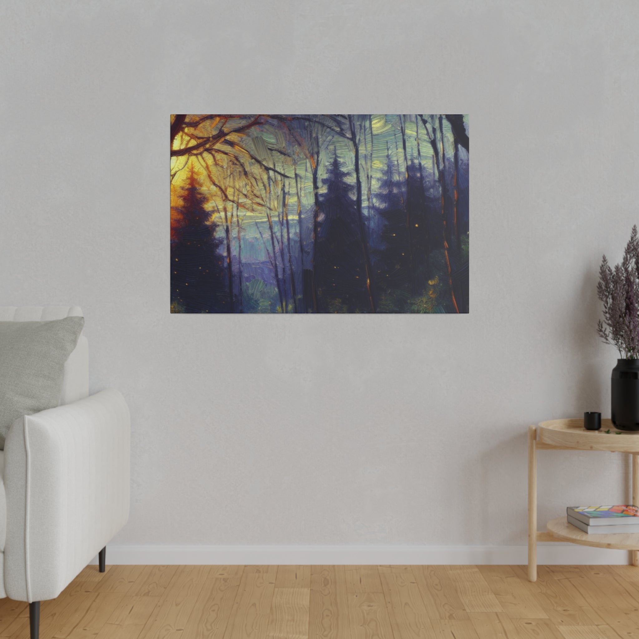 Dropping Sun On The Forest Painting Canvas