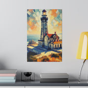 Luminous Beacon Of Light Coastal Wall Art Lighthouse Painting Canvas