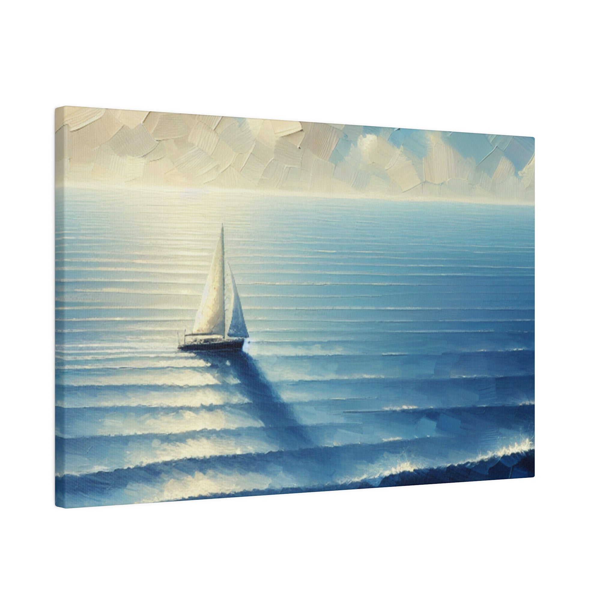 Serenity Drift Solo Sailboat Painting Canvas