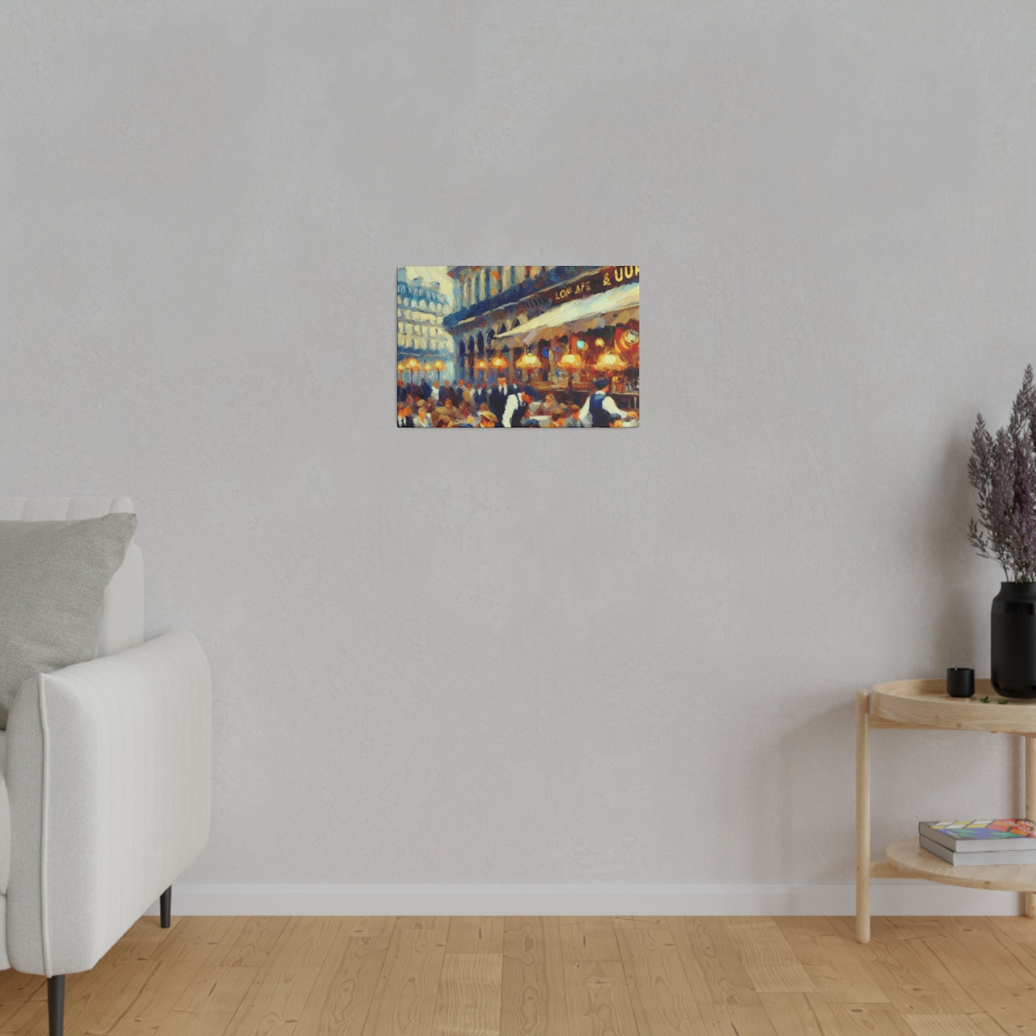 Bustling French Street Cafe Artwork Canvas