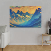 Misty Peaks of Dawn Mountain Landscape Painting Canvas