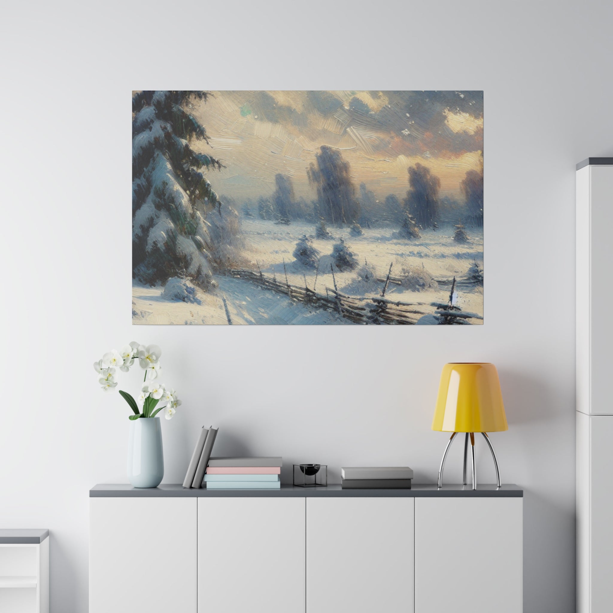 Twilight Frost Snowscape Artwork Winter Painting Canvas