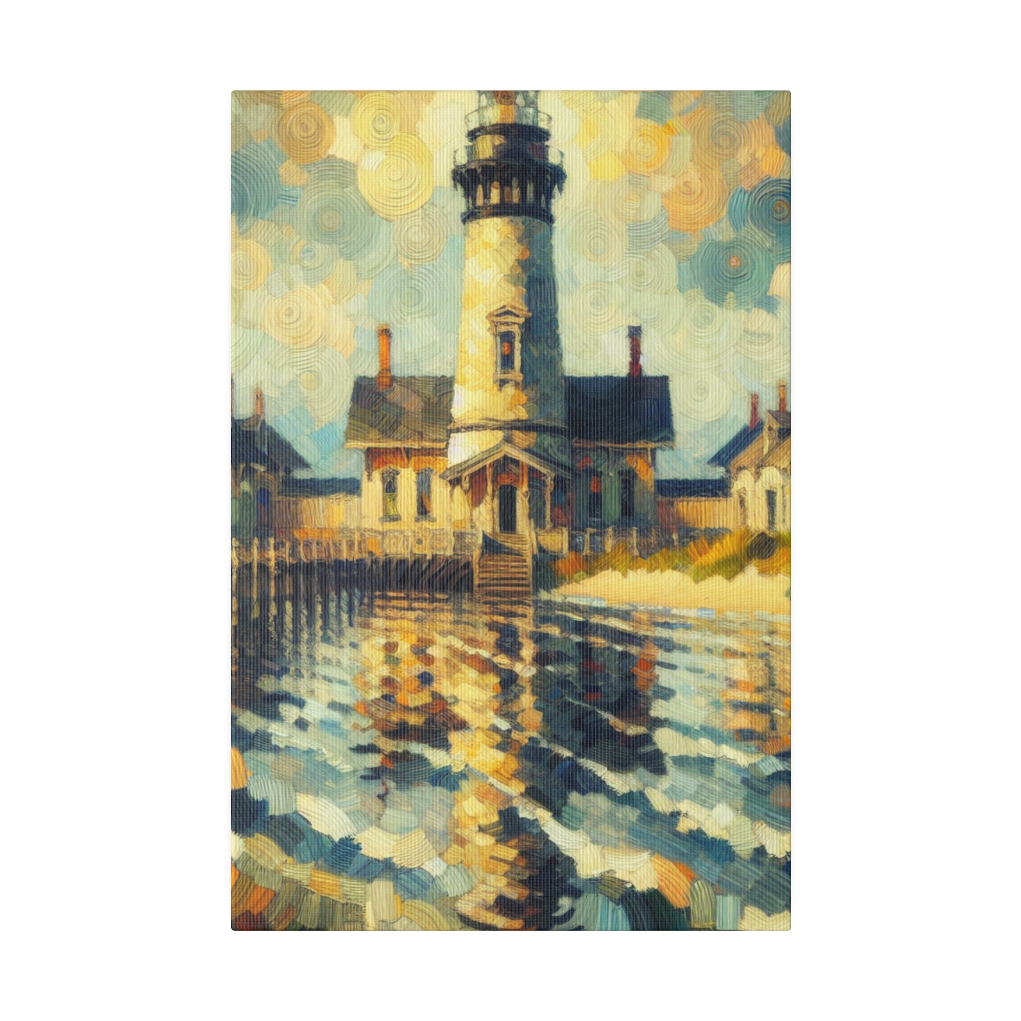 Harbor’s Beacon Coastal Wall Art Lighthouse Painting Canvas