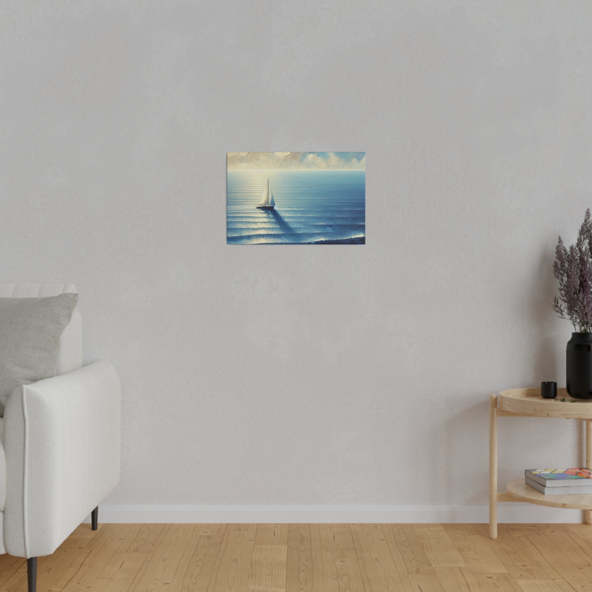 Serenity Drift Solo Sailboat Painting Canvas