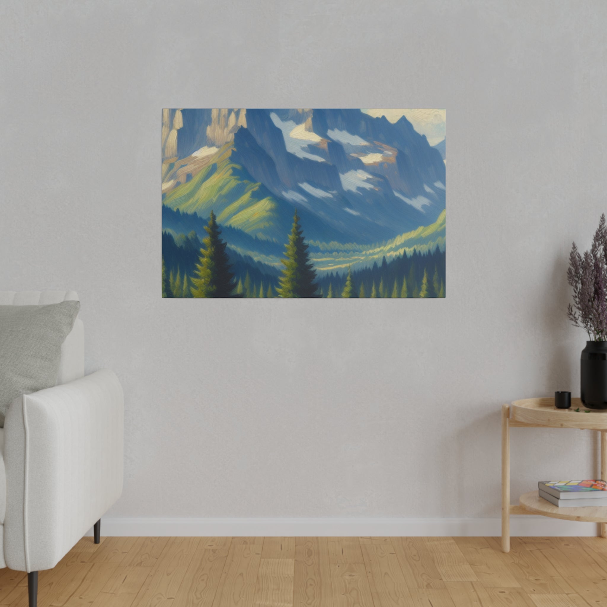 Vista Serenity Peak Mountain Landscape Painting Canvas