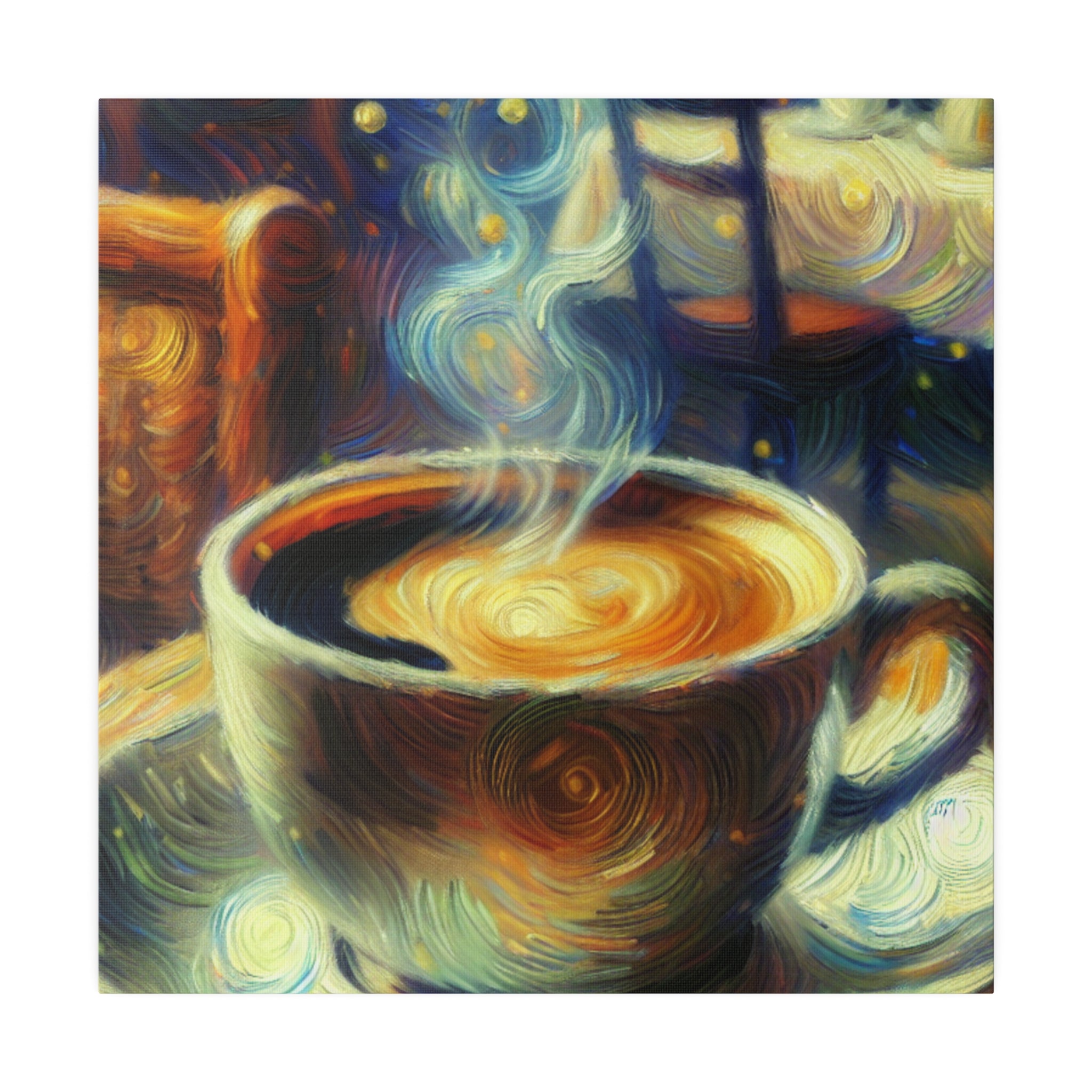 Whimsical Brew Visions Steaming Coffee Impressionist Artwork Coffee Painting Canvas