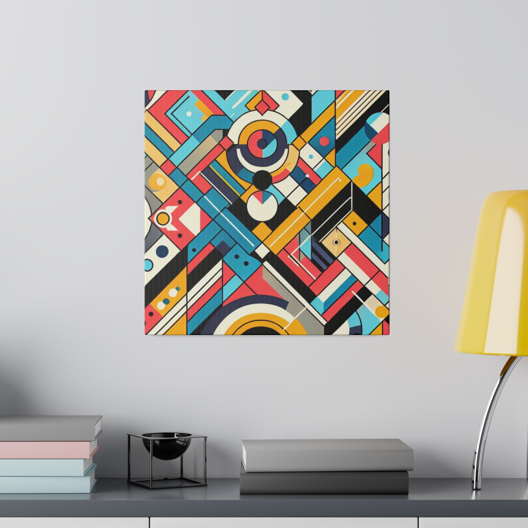 Brash Angles in Exuberant Abstraction Geometric Painting Canvas