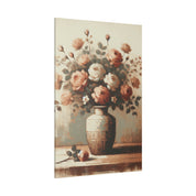 Blossom Pastels Roses Flowers In Vase Painting Canvas