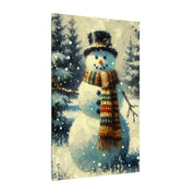 Snowman in Winter Field Canvas