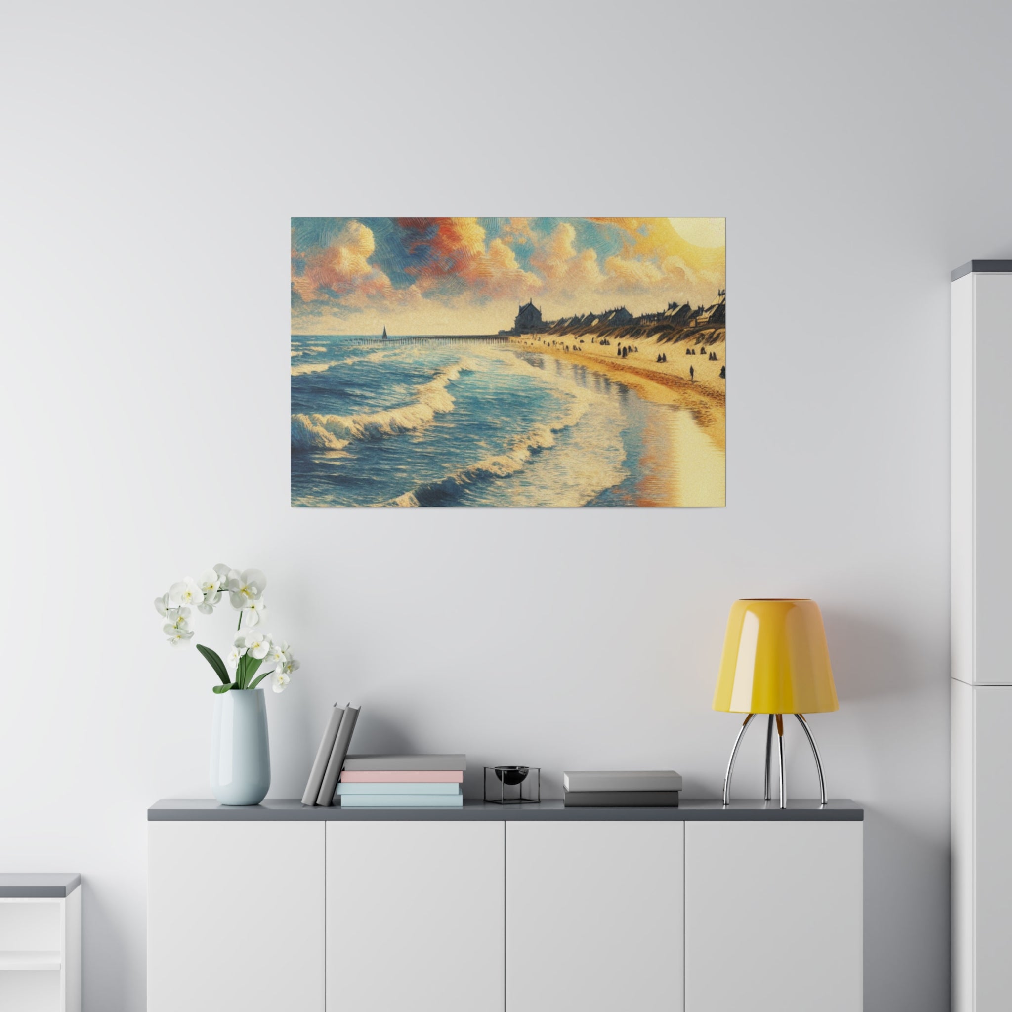 Seaside Strokes Vintage Beach Dreamscape Beach Painting Canvas