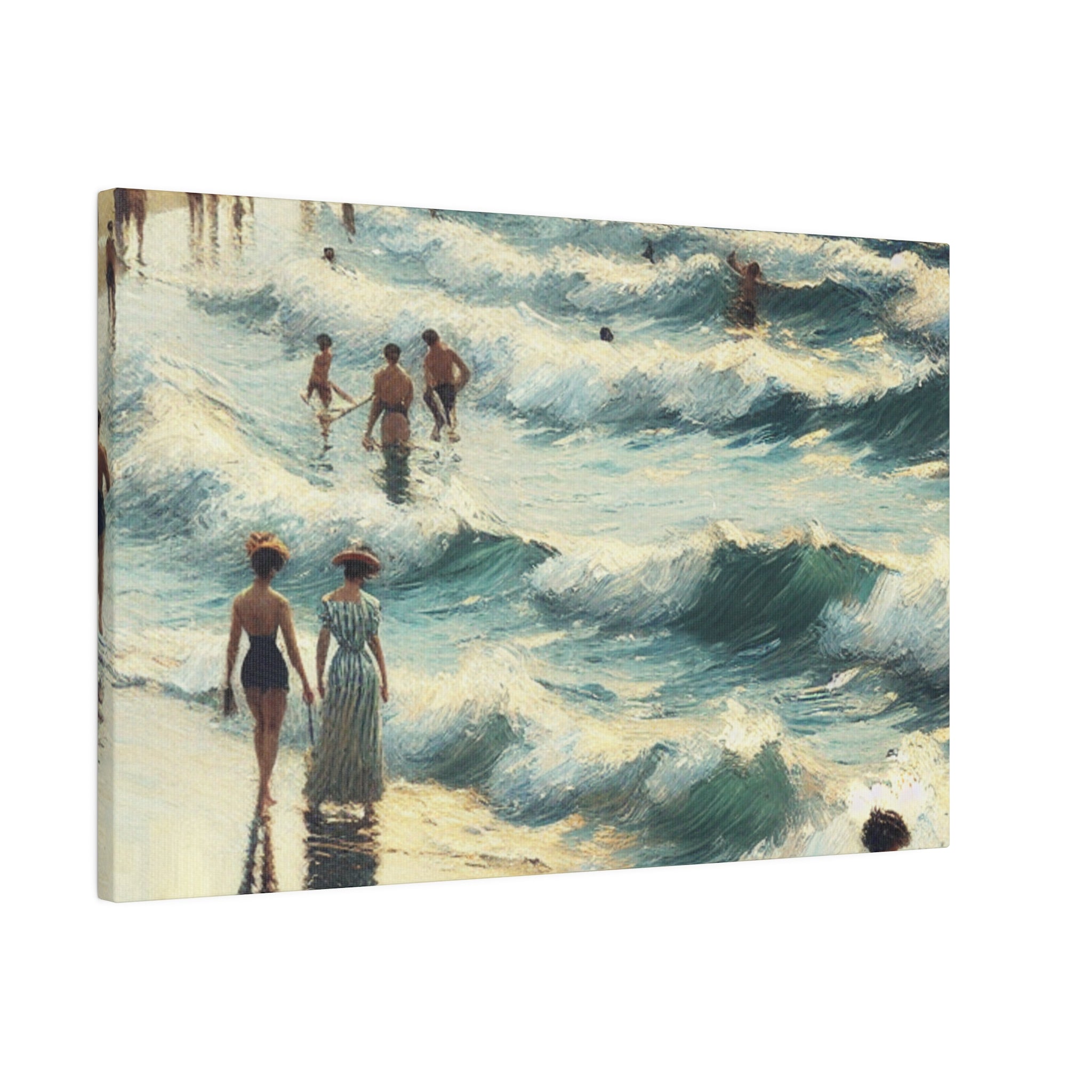 Seaside Reverie in Warm Pastels Vintage Beach Painting Canvas