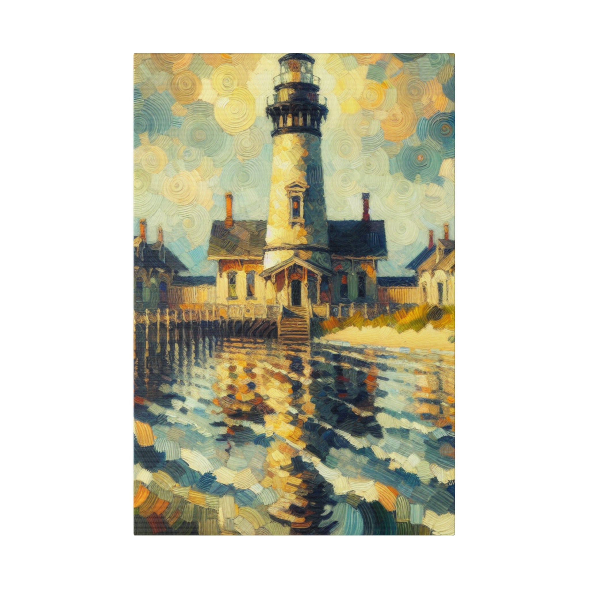 Harbor’s Beacon Coastal Wall Art Lighthouse Painting Canvas