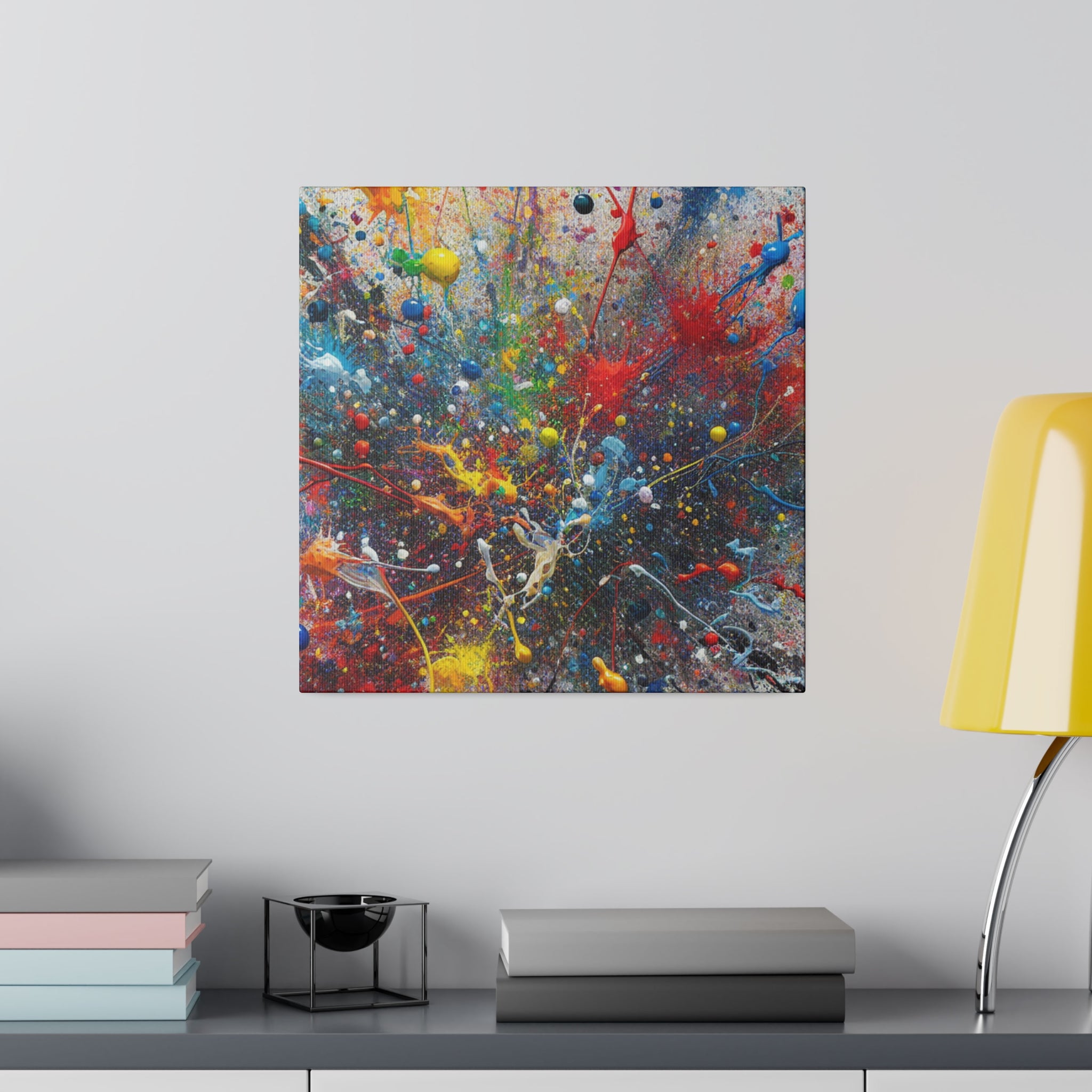 Multicolor Splatter Blue Red Yellow Green Abstract Painting Canvas