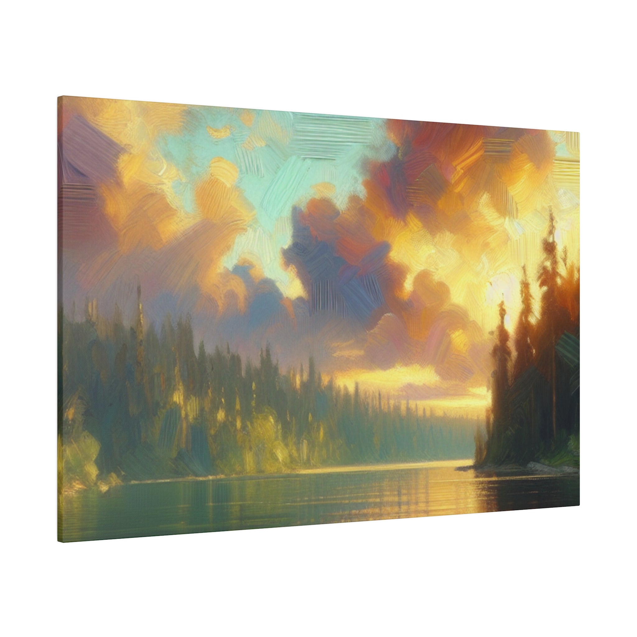 Serene Lakeside Whisper Lake Painting Canvas