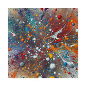 Vibrant Abstract Splatter Blue Red Yellow Black Hues Abstract Painting Canvas