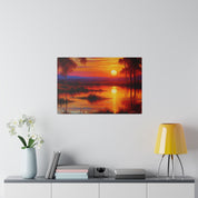 Marsh Mirage Nature Sunset Painting Canvas