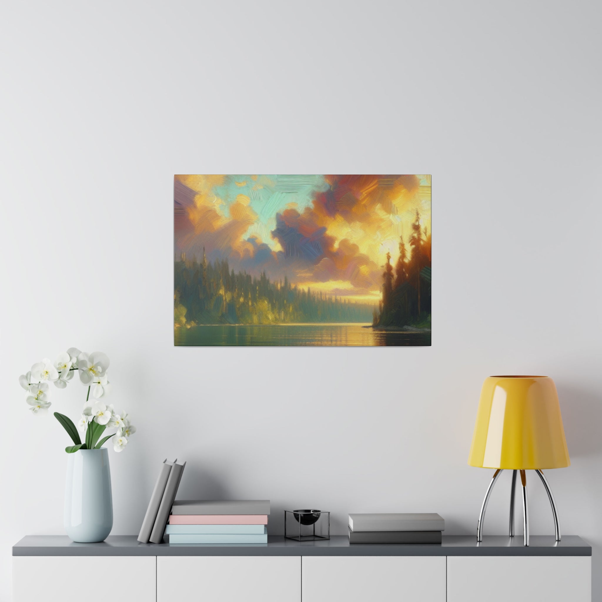 Serene Lakeside Whisper Lake Painting Canvas