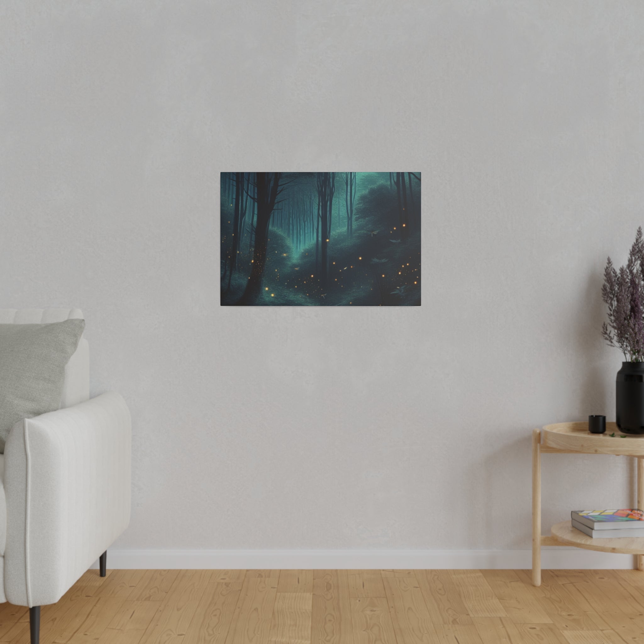 Twilight Whispers Firefly Forest Painting Canvas