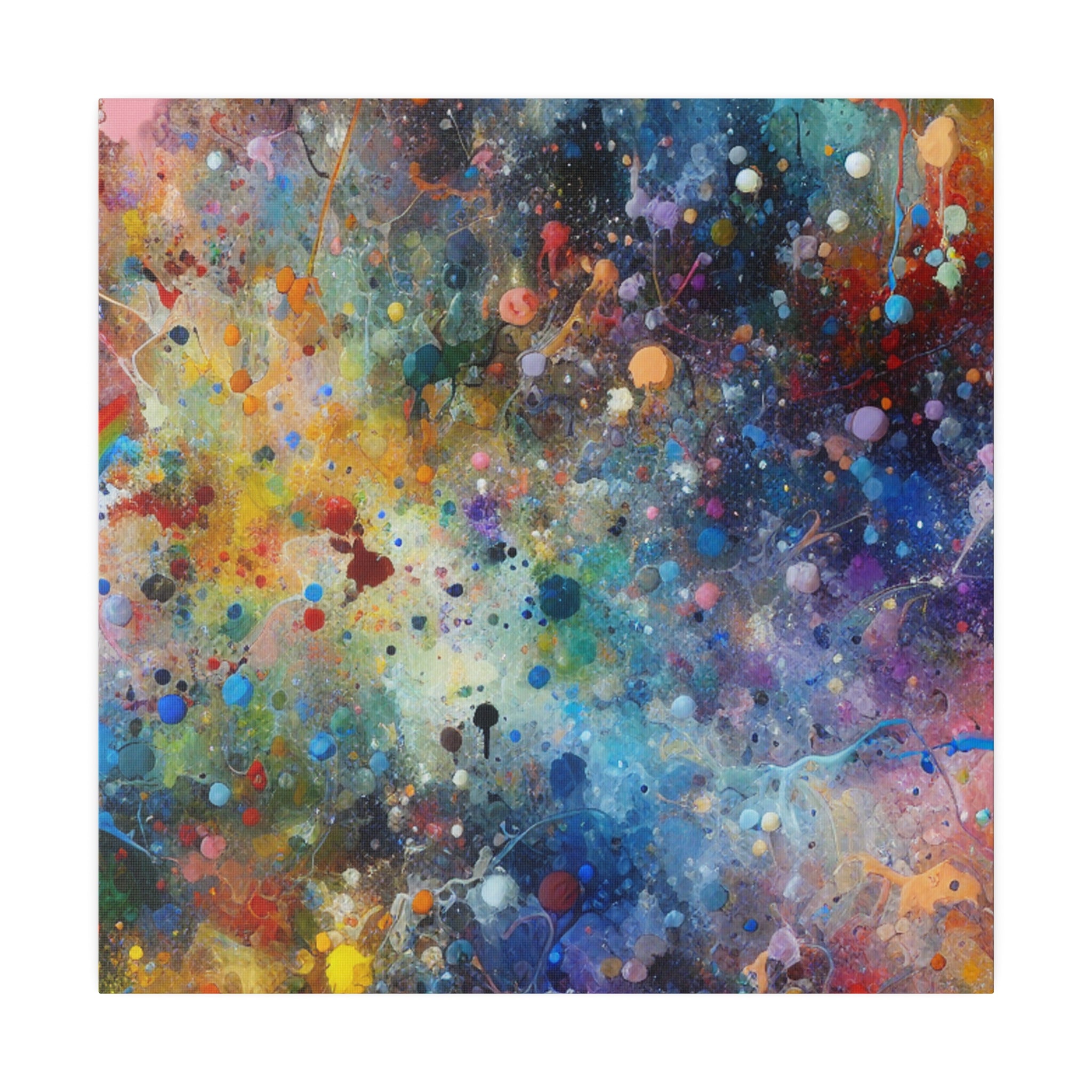 Abstract Yellow Blue Purple Splatter Paint Abstract Modern Art Canvas