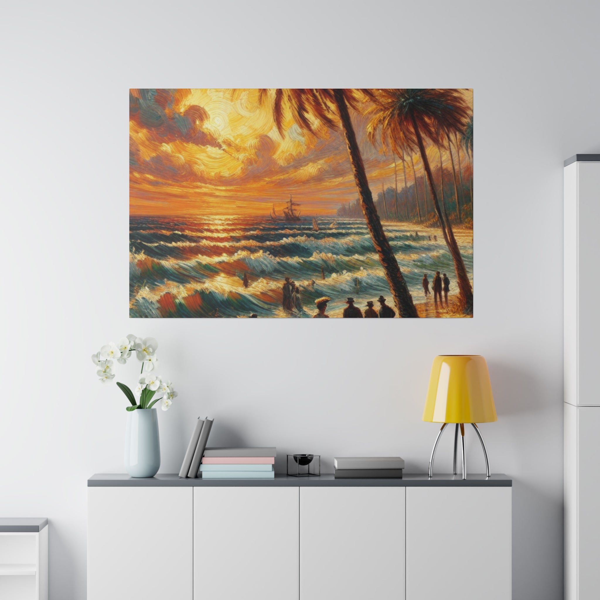 Whispers of the Shoreline Past Expressionist Beach Painting Canvas