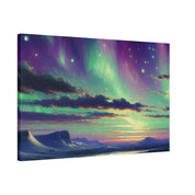 Northern Lights Painting | Aurora Ice Caps Scene | Winter Artwork Canvas