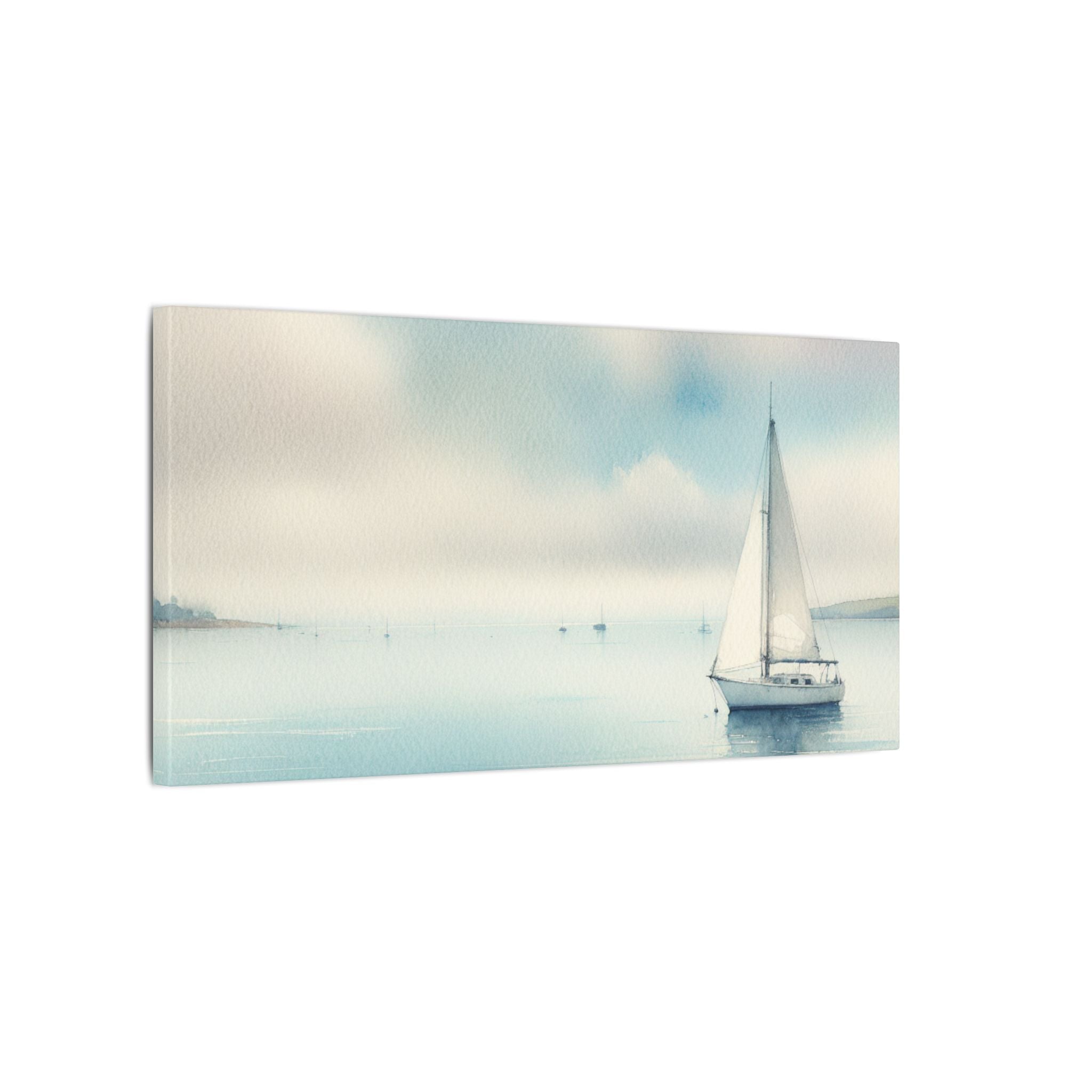 Watercolor Coastal Sailboat Canvas