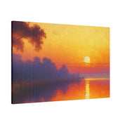 Sunrise Canvas Painting | Sunrise Over Water | Scenic Wall Art