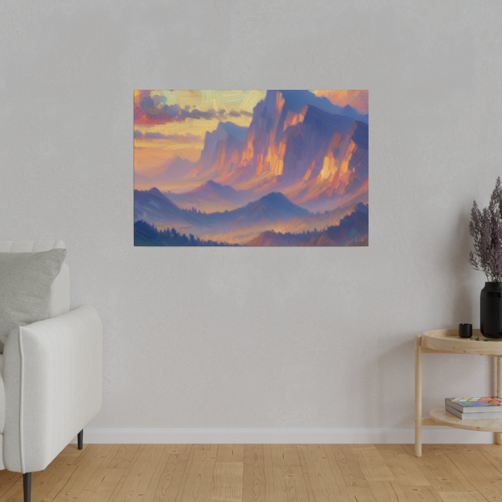 Impressionist Summit Serenity Mountain Landscape Painting Canvas